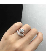 925 Sterling Silver Round Moissanite Engagement ring set Silver bridal r... - $291.35 CAD