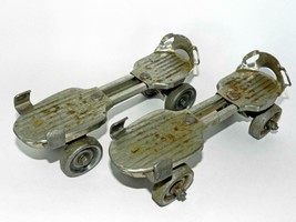 Vtg &#39;Kingston USA&#39; 1940&#39;s-1950&#39;s Adjustable Metal Roller Skates w/Leathe... - £47.96 GBP
