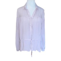 Young Fabulous And Broke Purple Sheer Open Tie Front Blouse Size Small Peasant - $22.97