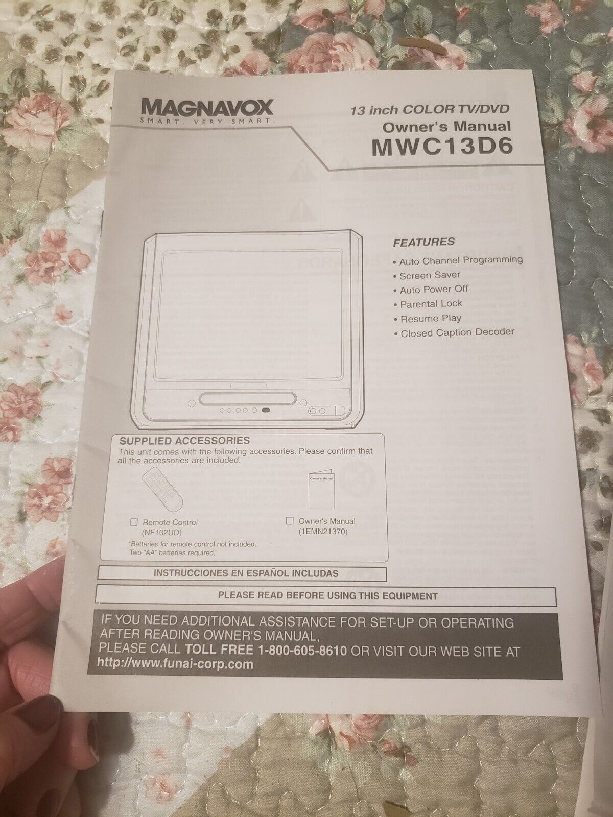 Magnavox MWC13D6  DVD TV Owners Manual/ Manual only - $3.95