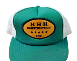 Trucker Hat one of a kind HHH Construction Inc company logo patch - £15.71 GBP
