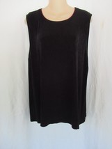 Chico&#39;s Travelers top tank Size 3 Large black red trim  sleeveless slinky - $14.65