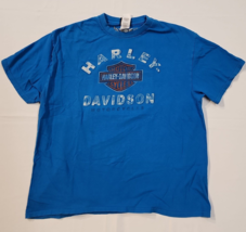 Men&#39;s Harley Davidson Blue Biker Built T-Shirt - Okoboji, Iowa - Size 2XL - $27.57