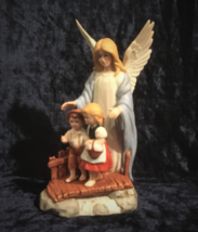 Lovely Vintage Hand Painted Ceramic Guardian Angel Statue - £17.64 GBP