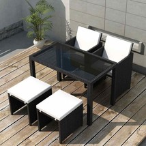 Outdoor Garden Patio 5 Piece Poly Rattan Dining Set With 2 Chairs 2 Stoo... - £288.62 GBP+