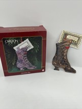 Vintage Carlton Cards Ornament “Christmas Ties” Bronze Old Fashioned Boot - $12.19