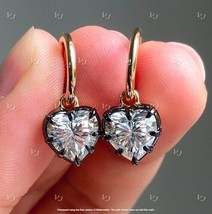 4Ct Heart Cut Simulated Moissanite Drop &amp; Dangle Earrings 14K Yellow Gold Plated - £32.87 GBP