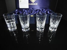 Faberge Crystal Clear Shot Glasses Set of 4 NIB - $643.50
