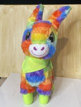 Fiesta Rainbow Pinata Donkey Stuffed Animal Plush Toy Big Glitter Eyes - £11.66 GBP