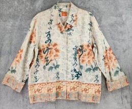 Hearts of Palm Jacket Womens 12 Floral Grannycore Casual Vintage Button Up - £16.66 GBP