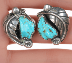 Felicita Eustace, Cochiti (1927-2016) Carved turquoise silver clip on earrings - $267.30