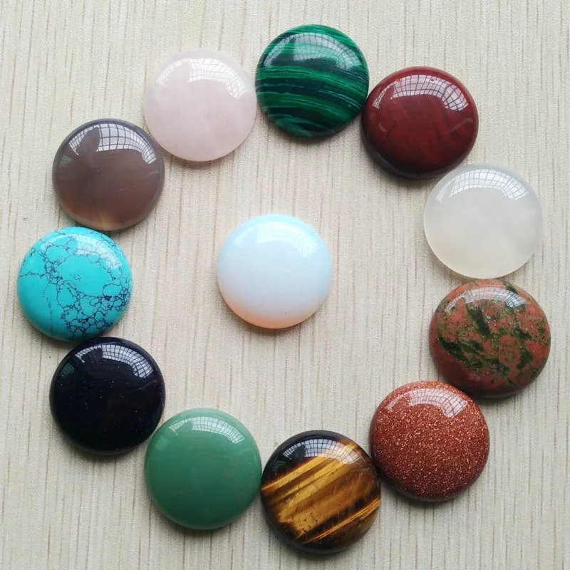 Wholesale 12pcs/lot 2018 new good quality  stone mixed round cabochon beads 25mm - £54.59 GBP