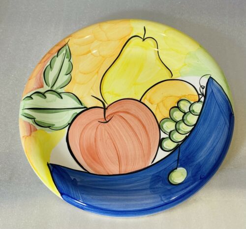 Bella Ceramica ALFRESCO 5-Dinner Plates Hand Painted 10 3/4”D Fruit Dinnerware - £53.73 GBP