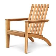 Outdoor Durable Patio Acacia Wood Adirondack Lounge Armchair-Natural - C... - $140.31