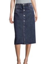 Helmut Lang Womens Denim Skirt Snap Frt Knee Solid Dark Blue Size 27W G07HW306 - £140.84 GBP