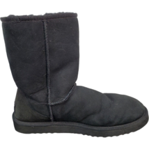 UGG Classic Calf Boots Women&#39;s Size 11 Deco Black Suede Leather Cosy Short - £26.97 GBP