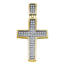 10kt Yellow Gold Womens Round Diamond Cross Faith Pendant 1/6 Cttw - £159.07 GBP