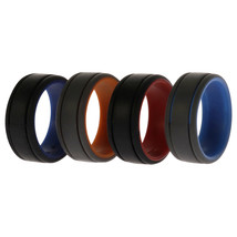 Silicone Wedding 2Layer Lines Ring Set - Grey-Black - $152.04 MXN
