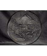 Libbey 12.5&quot; Christmas Serving Platter - House &amp; Sleigh On Clear Texture... - $21.07 CAD