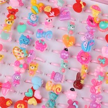 10 pcs Cute Children&#39;s Day Jewelry Plastic Kids Rings For Girls, With Mixed Styl - £6.66 GBP