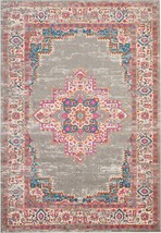 HomeRoots 385270 7 x 10 ft. Gray &amp; Gold Medallion Area Rug - £178.14 GBP