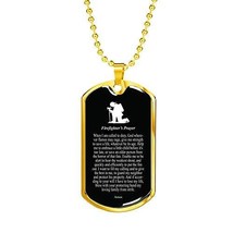 Express Your Love Gifts Firefighter&#39;s Prayer Stainless Steel or 18k Gold Dog Tag - £43.32 GBP