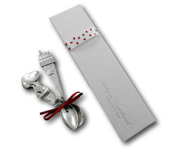 Peanuts Snoopy Child Baby Infant Feeding Spoon Set 2-Piece Silverplate Gift New - £19.57 GBP