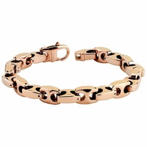 Mens Copper Color Tungsten Carbide Mariner Chain Link Bracelet 9-Inch Rose Gold - £94.81 GBP