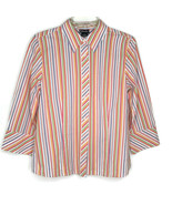 Rafaella Womens Blouse Size 12 Button Front 3/4 Sleeve Multicolor Stripe... - £10.20 GBP