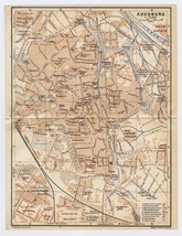 1925 Original Vintage Map Of Augsburg / Bavaria Bayern / Germany - $25.01