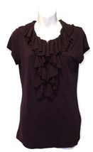 Adrienne Vittadini Deep Plum Zippered Accent ruffle top size Medium - £10.90 GBP