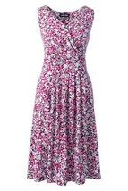 Lands End Women&#39;s Banded Waist Fit and Flare Dress Wineberry Ditsy Flora... - $49.99