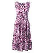 Lands End Women&#39;s Banded Waist Fit and Flare Dress Wineberry Ditsy Flora... - $951.78 MXN