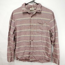 Vans Men Button Shirt Casual Light Red / Burgundy Long Sleeve Striped (F... - $5.50