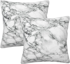 Perinsto Black and White Marble Throw Pillow Covers Set of 2 Decorative Pillowca - £19.47 GBP