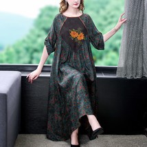 2022 New   Silk Loose Wasi Maxi Dress Women Korean Vintage Casual Dresses Summer - £129.85 GBP