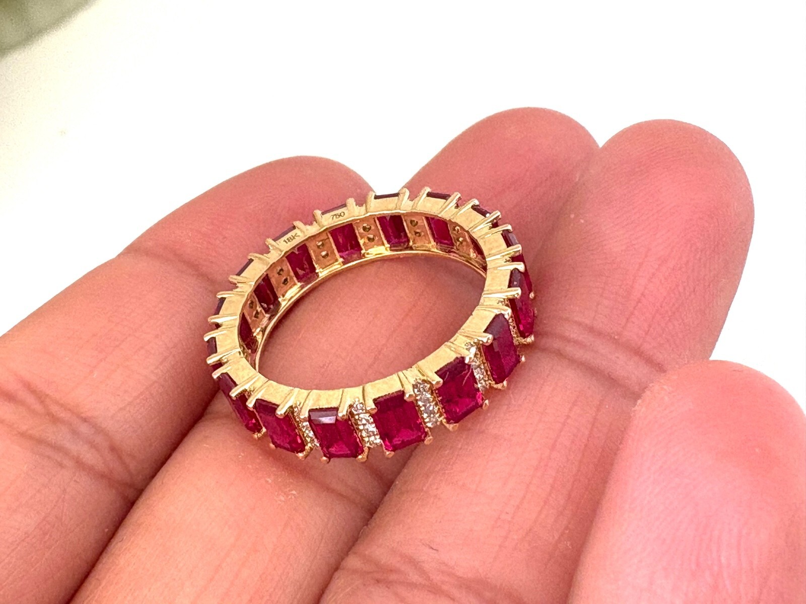 18k ruby full eternity 18k solid gold ruby diamonds ring Item image 4