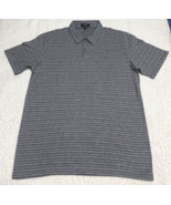Theory Men's Gray Striped Short Sleeve Polo T-Shirt Cotton Blend Size M ... - $32.98