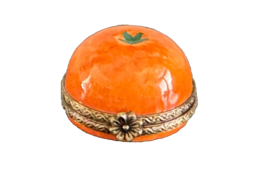 Limoges Hand Painted Orange Fruit Porcelain Trinket Box - $125.00