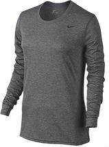 NEW Nike Women&#39;s Dri-Fit Fitness Workout Long Sleeve T-Shirt Dark Gray X-Small - £29.24 GBP