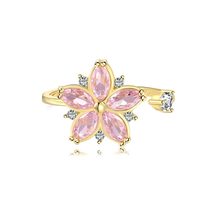 925 Silver Sakura Pink CZ Diamond Toi et Moi Ring - £30.81 GBP