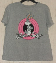 NWT WOMENS LOONEY TUNES Bugs Bunny &quot;That&#39;s all Folks!&quot; NOVELTY T-shirt  ... - £18.48 GBP