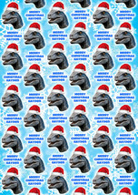 BLUE JURASSIC WORLD Personalised Christmas Gift Wrap - Disney Wrapping P... - $4.89
