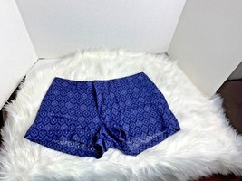 Cynthia Rowley Womens Sz 4 Blue Linen Print Shorts  - $11.88