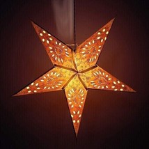 Indian Handmade Yellow Paper Star Lantern Lamp Christmas Festive Foldable Paper - £11.06 GBP