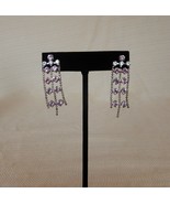 Lovely silver tone &amp; pink &amp; white rhinestone stone dangle post earrings - $13.87 CAD