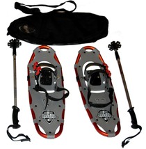 Sherpa y 25&quot; x 8&quot; Aluminum Snowshoes Crampons &amp; Trekking Poles &amp; Storage Bag EUC - £53.40 GBP