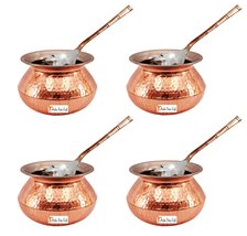 Set of 4 Prisha India Craft Handmade Steel Copper Casserole and Serving ... - $195.02