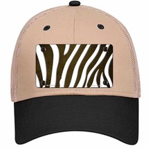 Brown White Zebra Oil Rubbed Novelty Khaki Mesh License Plate Hat - £23.31 GBP