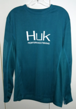 HUK MEN&#39;S LS TEAL FISHING SHIRT-L-100% POLYESTER KNIT-WORN ONCE-GREAT - €11,92 EUR